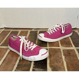 Converse Jack Purcell Hot Pink Sneakers Lace Up Low Top Shoes Women's 7.5